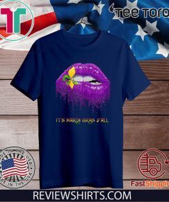 Fleur De Lys Purple Lips Biting It's Mardi Gras Y'all Original T-Shirt