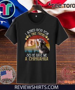 Vintage I Asked GOD For True Friend He Sent Me Chihuahua 2020 T-Shirt