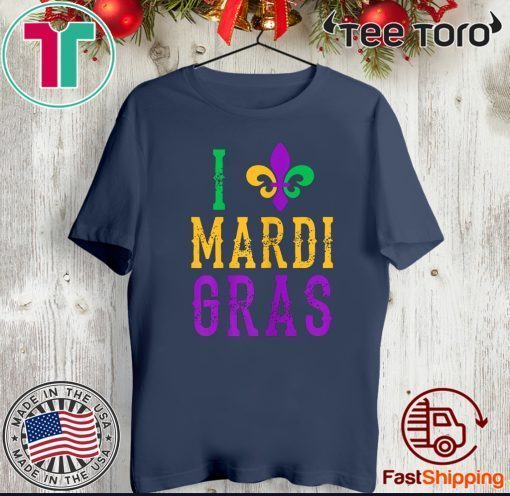 Vintage I Love Mardi Gras NOLA New Orleans T-Shirt