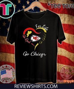 KANSAS CITY CHIEFS HEART FOR LIFE GO RED GO GOLD GO CHIEFS OFFICIAL T-SHIRT