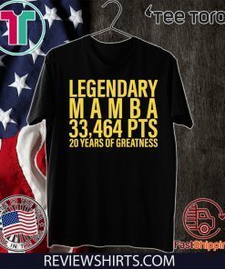 Legendary Mamba 33,464 PTS 20 years of greatness Official T-Shirt