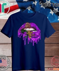 Mardi Gras Carnival Costume Purple & Gold Fleur-de-lis Lips Official T-Shirt