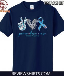 Peace Love Cure Diabetes Awareness Unisex T-Shirt