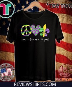 Peace Love Mardi Gras Hippie New Orleans Mardi Gras 2020 T-Shirt