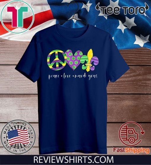 Peace Love Mardi Gras Hippie New Orleans Mardi Gras 2020 T-Shirt