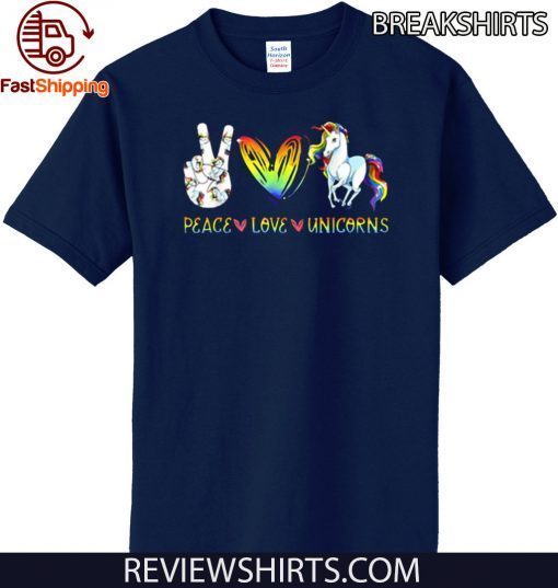 Peace Love Unicorn Hippie Style Awesome Tee Shirt