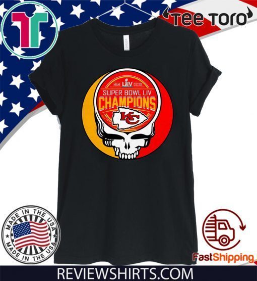 Skull Kansas City Chiefs Super Bowl LIV Champions Official T-Shirt