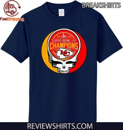 Skull Kansas City Chiefs Super Bowl LIV Champions Official T-Shirt