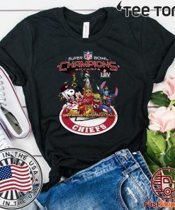 Snoopy Mickey Groot Baby Yoda Stitch Kansas City Chiefs Super Bowl Champions 2020 T-Shirt