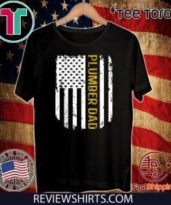 Vintage American Flag Proud Plumber Dad Official T-Shirt