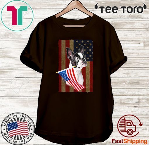 BOSTON TERRIER PROUD OF AMERICA FLAG FOR T-SHIRT