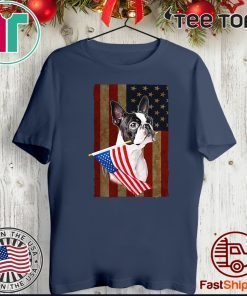 BOSTON TERRIER PROUD OF AMERICA FLAG FOR T-SHIRT