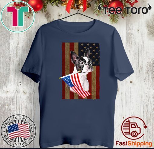 BOSTON TERRIER PROUD OF AMERICA FLAG FOR T-SHIRT