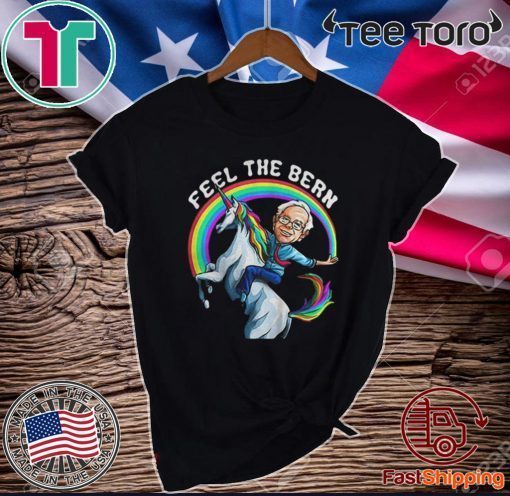 Bernie Riding unicorn Rainbow Feel The Bern Official T-Shirt