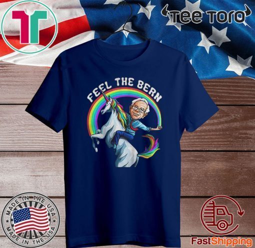 Bernie Riding unicorn Rainbow Feel The Bern Official T-Shirt