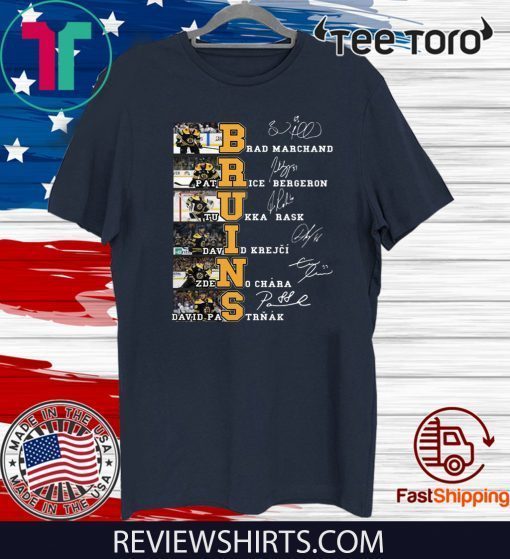 Bruins Brad Marchand Rice Bergeron Tuukka Rask Signatures Official T-Shirt