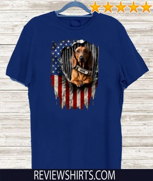 Dachshund Dog Name American Flag 2020 T-Shirt