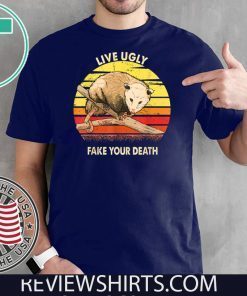 Live Ugly Fake Your Death Vintage Sunset Opossum 2020 T-Shirt