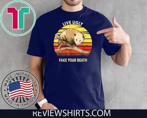 Live Ugly Fake Your Death Vintage Sunset Opossum 2020 T-Shirt