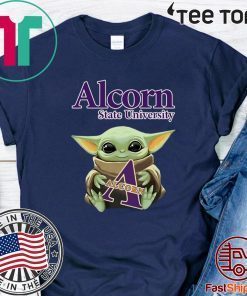 Baby Yoda Hug Alcorn State University Official T-Shirt