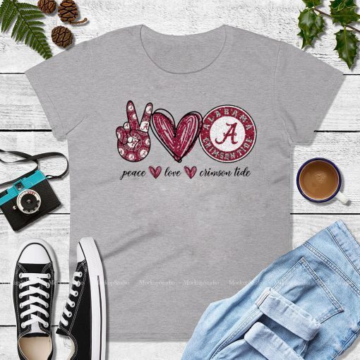 Peace Love Crimson Tide Tee Shirt