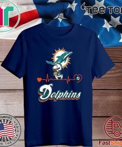 Snoopy Miami Dolphins Logo Heartbeat Official T-Shirt