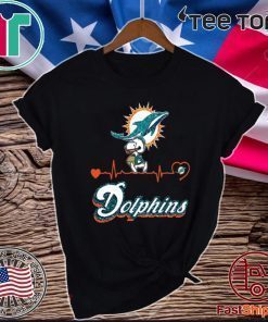Snoopy Miami Dolphins Logo Heartbeat Official T-Shirt