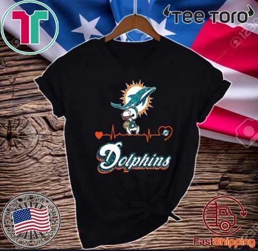 Snoopy Miami Dolphins Logo Heartbeat Official T-Shirt