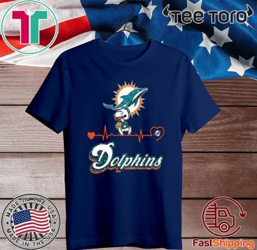 Snoopy Miami Dolphins Logo Heartbeat Official T-Shirt