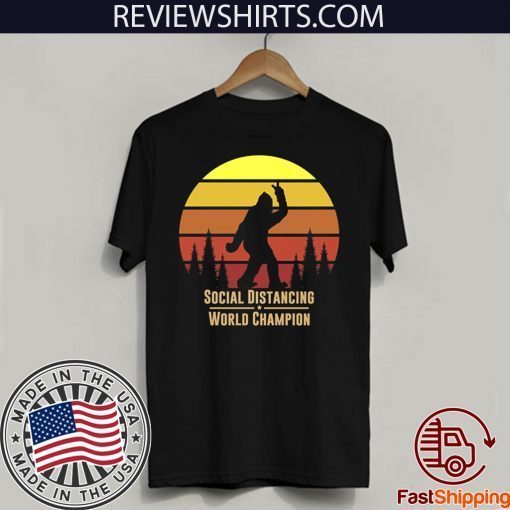 Social Distancing World Champion - Bigfoot Yeti Sunset T-Shirt