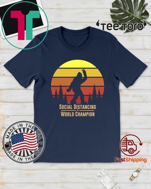 Social Distancing World Champion - Bigfoot Yeti Sunset T-Shirt