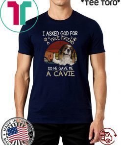 I Asked God For A True Friend So He Gave Me A Cavie Dog Vintage For T-Shirt