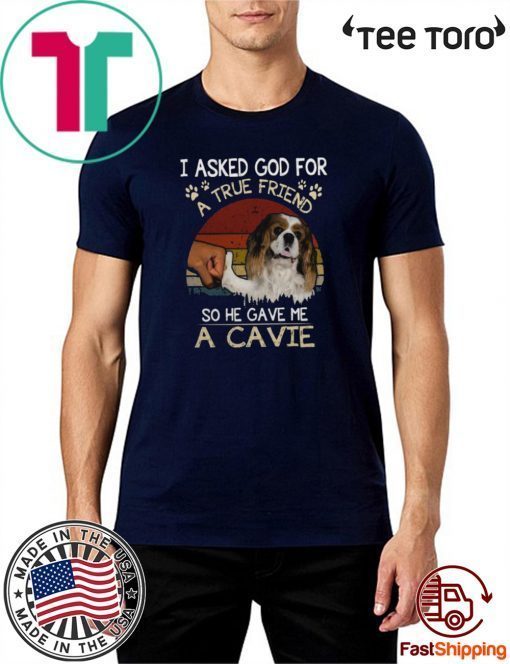 I Asked God For A True Friend So He Gave Me A Cavie Dog Vintage For T-Shirt