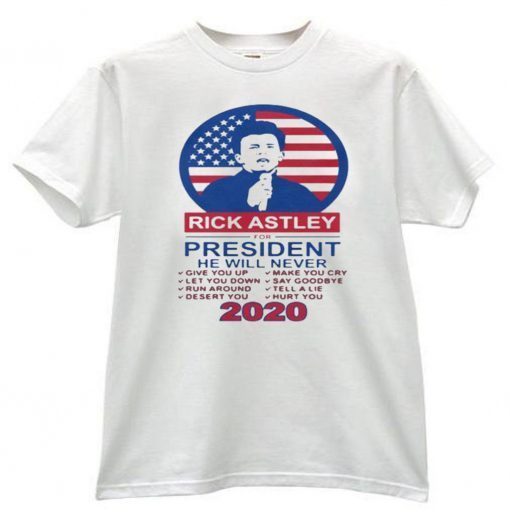 Rick Astley For President 2020 Sublimated Presidential Race For T-Shirt