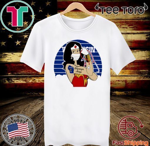 Vintage Wonder Woman Tattoos Wisconsin Nurse Covid-19 T-Shirt