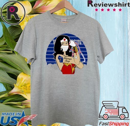 Vintage Wonder Woman Tattoos Wisconsin Nurse Covid-19 T-Shirt