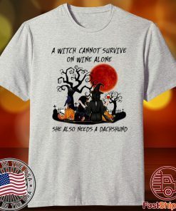 A Witch Cannot Survive On Wine Alone She Also Needs A Shih Tzu Halloween T-Shirt