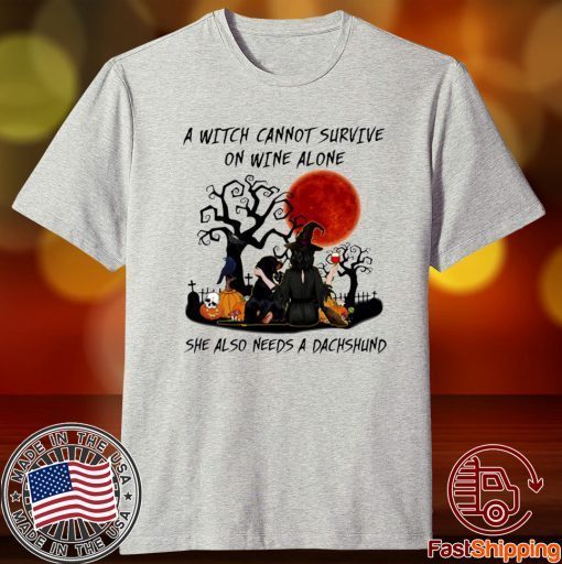 A Witch Cannot Survive On Wine Alone She Also Needs A Shih Tzu Halloween T-Shirt