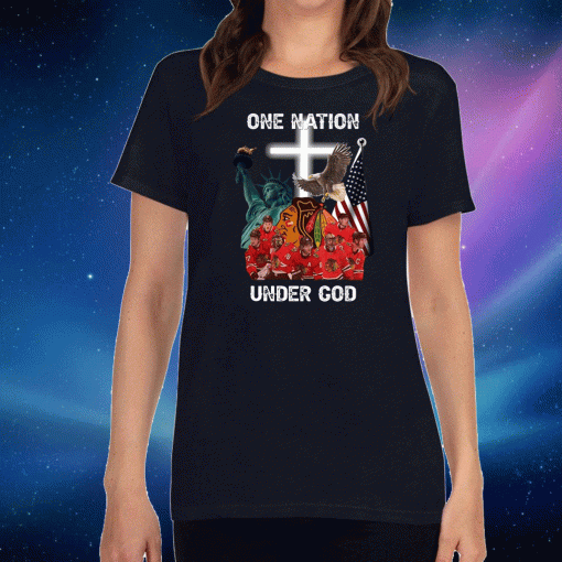 Chicago Blackhawks one nation under God Flag US T-Shirt