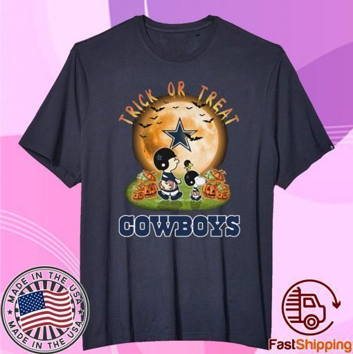 Dallas Cowboys Peanuts Snoopy Trick Or Treat Pumpkin Moon Halloween Shirt