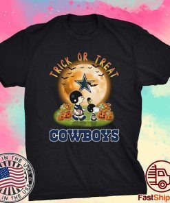 Dallas Cowboys Peanuts Snoopy Trick Or Treat Pumpkin Moon Halloween Shirt