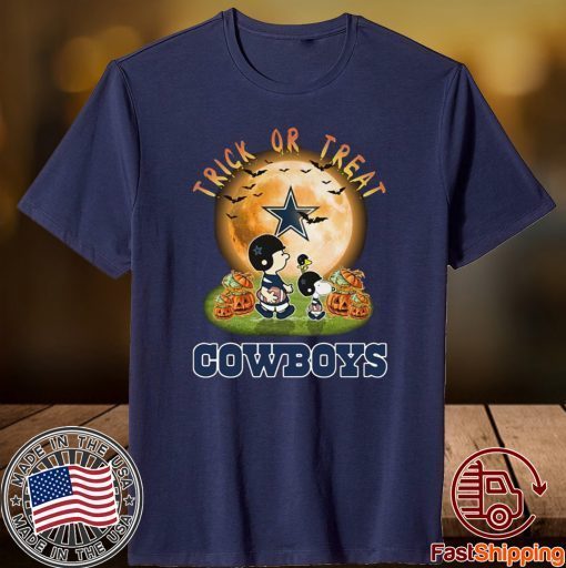 Dallas Cowboys Peanuts Snoopy Trick Or Treat Pumpkin Moon Halloween Shirt