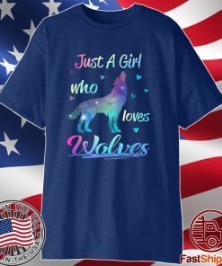 Just A Girl Who Loves Wolves Shirt Cute Wolf Lover T-Shirt