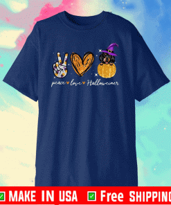 Peace Love Dachshund Witch Halloween Official T-Shirt