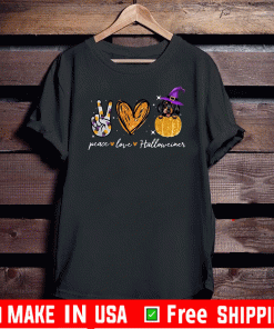 Peace Love Dachshund Witch Halloween Official T-Shirt