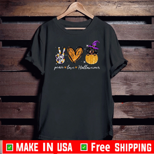 Peace Love Dachshund Witch Halloween Official T-Shirt