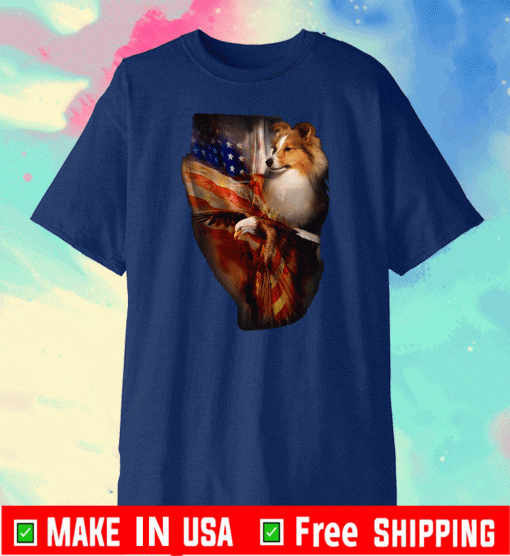 Rough Collie Eagle American Flag Shirt T-Shirt