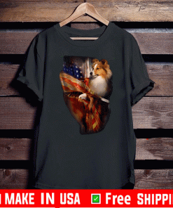 Rough Collie Eagle American Flag Shirt T-Shirt