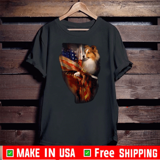 Rough Collie Eagle American Flag Shirt T-Shirt