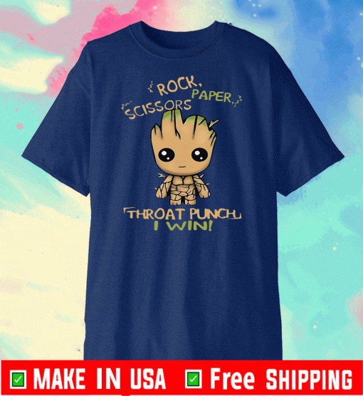 BABY GROOT ROCK PAPER SCISSORS THROAT PUNCH I WIN 2020 T-SHIRT